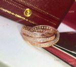 New Copy Trinity De Cartier Rose Gold Diamonds Ring